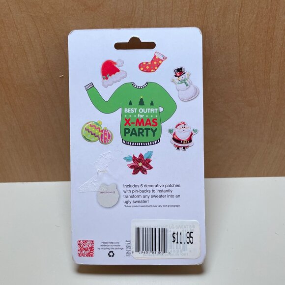 'Ugly Sweater Patches' Set of 6 Decorative Pin Patches NEW In Packaging! - Picture 4 of 5